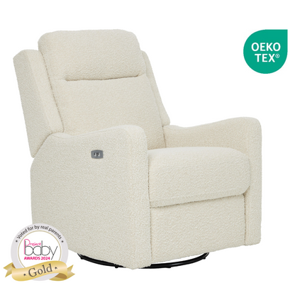 Henry Electric Recliner Glider Chair with USB in Vanilla Bouclé