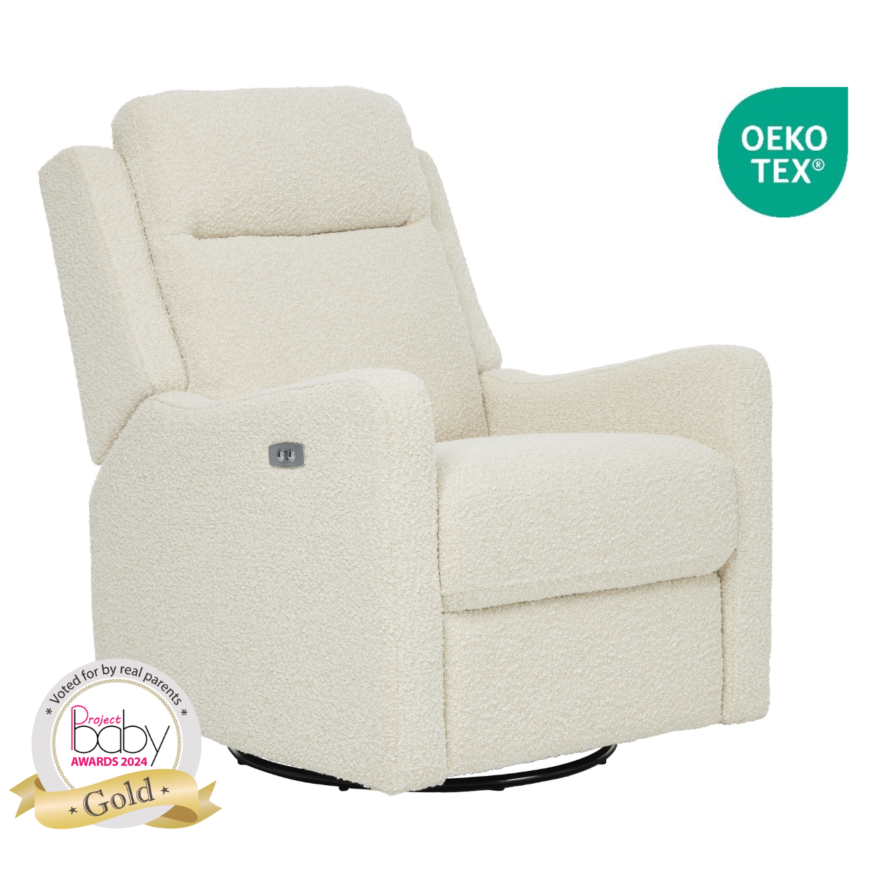 Henry Electric Recliner Glider Chair with USB in Vanilla Bouclé