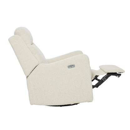 Henry Electric Recliner Glider Chair with USB in Vanilla Bouclé
