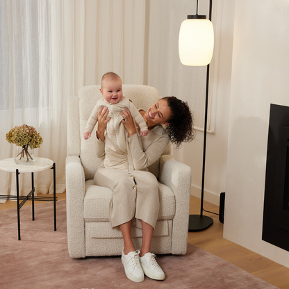 Henry Electric Recliner Glider Chair with USB in Vanilla Bouclé