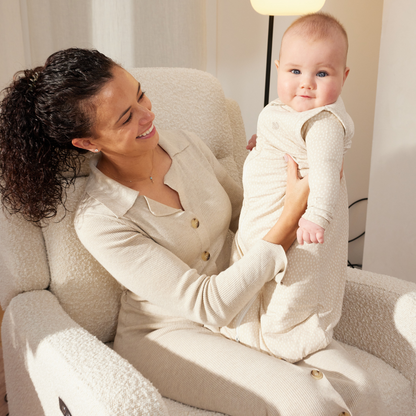 Henry Electric Recliner Glider Chair with USB in Vanilla Bouclé