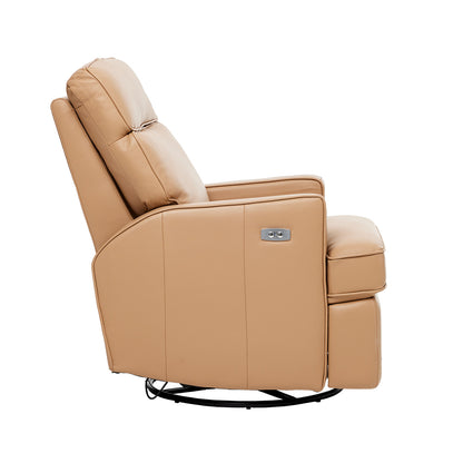 Leo Electric Recliner Glider Chair with USB in Palomino Leather
