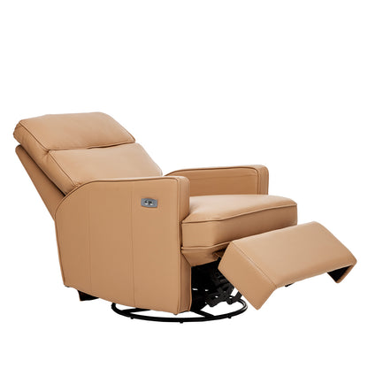 Leo Electric Recliner Glider Chair with USB in Palomino Leather