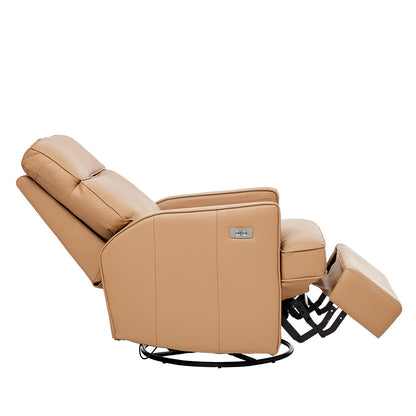 Leo Electric Recliner Glider Chair with USB in Palomino Leather