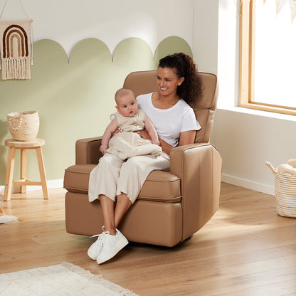 Leo Electric Recliner Glider Chair with USB in Palomino Leather