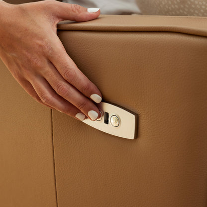 Leo Electric Recliner Glider Chair with USB in Palomino Leather