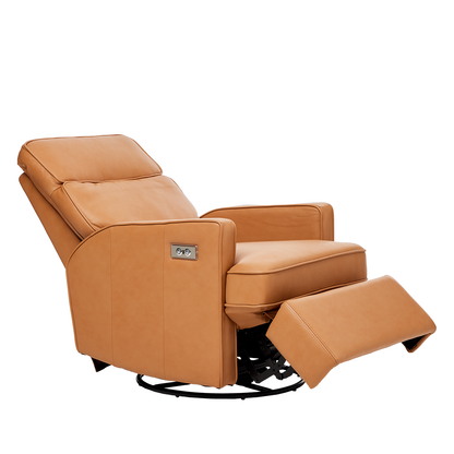 Leo Electric Recliner Glider Chair with USB in Tan Leather