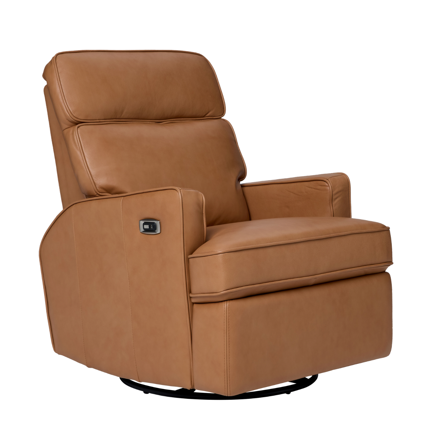 Leo Electric Recliner Glider Chair with USB in Tan Leather