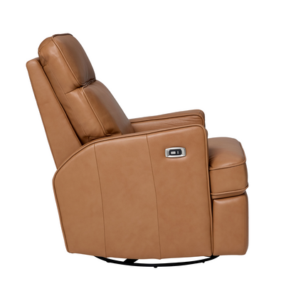 Leo Electric Recliner Glider Chair with USB in Tan Leather