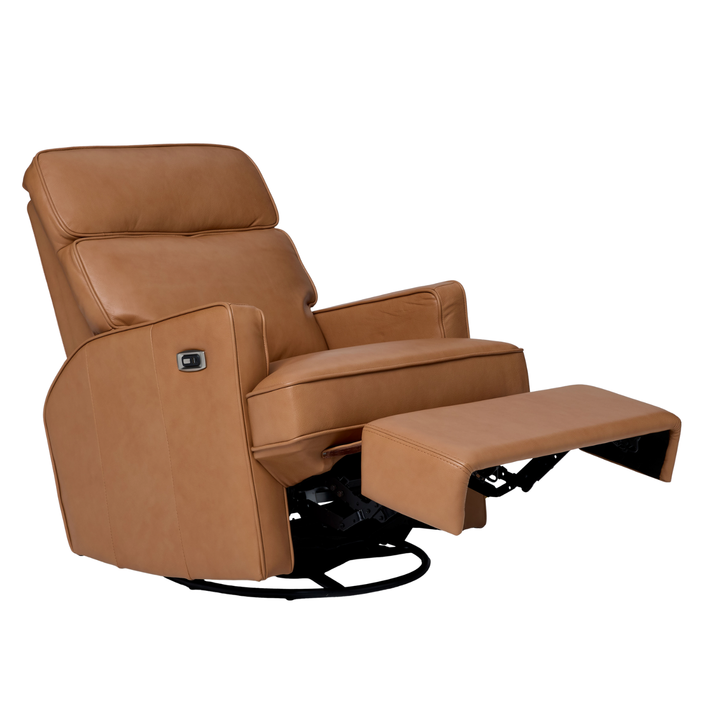 Leo Electric Recliner Glider Chair with USB in Tan Leather
