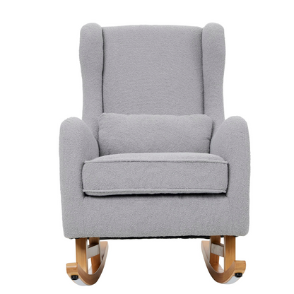 Olivia Rocking Chair with Ottoman in Shadow Bouclé