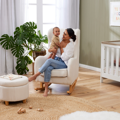 Olivia Rocking Chair with Ottoman in Oat