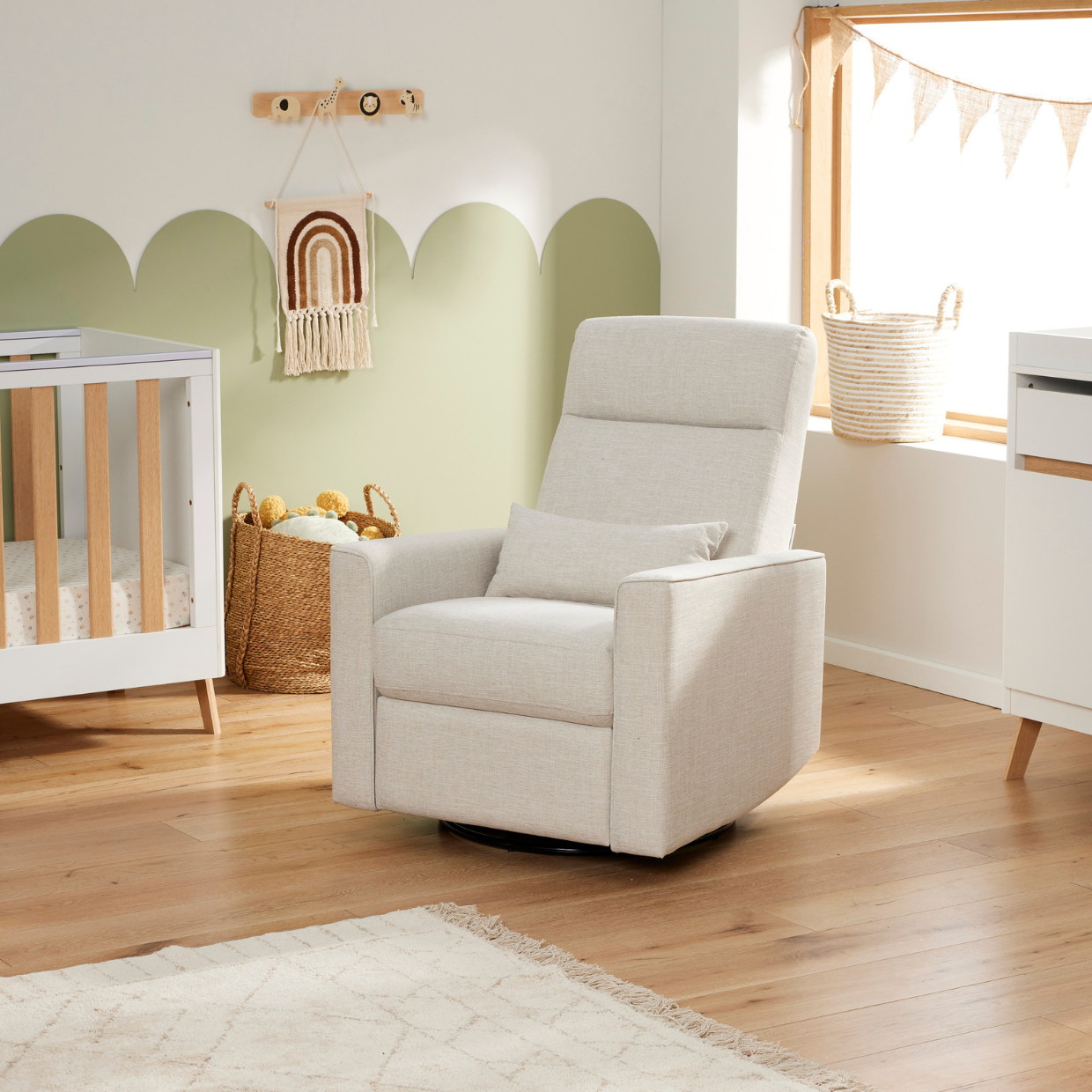 Paige Recliner Glider Chair in Egg Shell