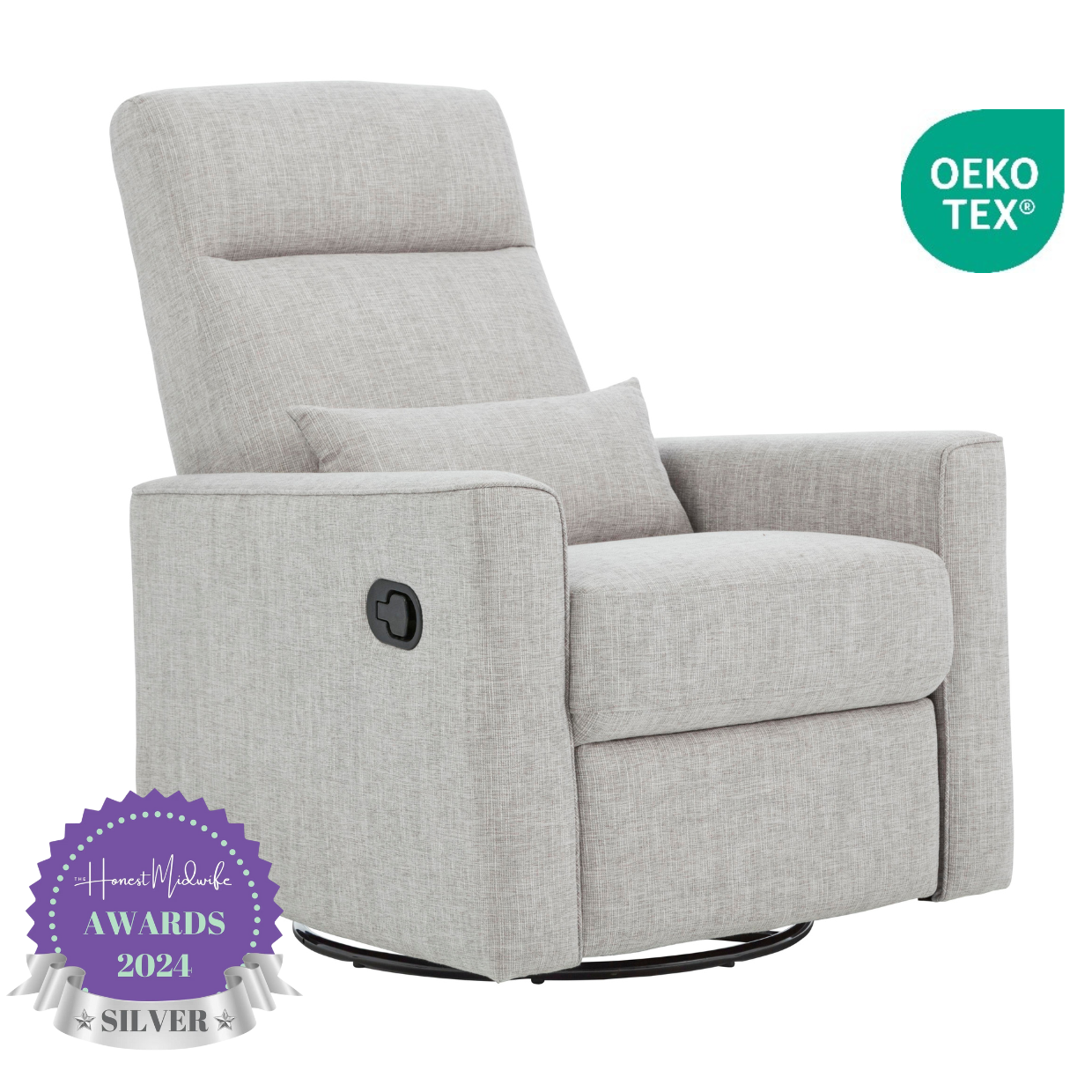 Paige Recliner Glider Nursing Chair in Pure Grey