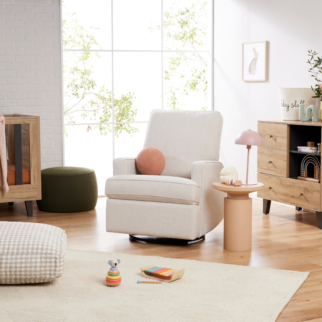 Quinn Recliner Glider Nursery Chair in Egg Shell