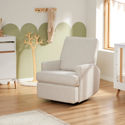 Quinn Electric Recliner Glider Chair with USB in Egg Shell