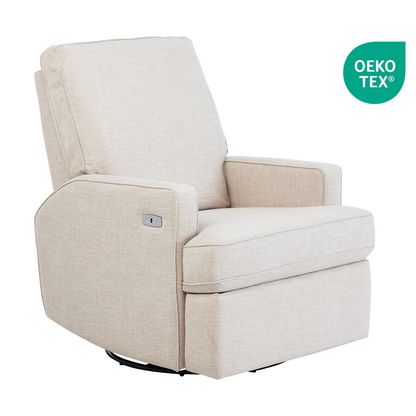 Quinn Electric Recliner Glider Chair with USB in Egg Shell