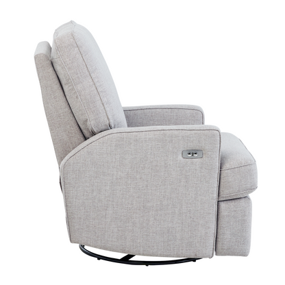Quinn Electric Recliner Glider Chair with USB in Pure Grey