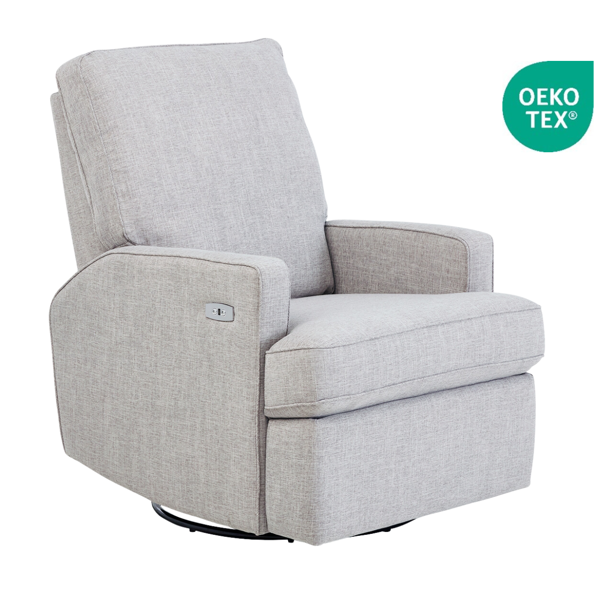 Quinn Electric Recliner Glider Chair with USB in Pure Grey