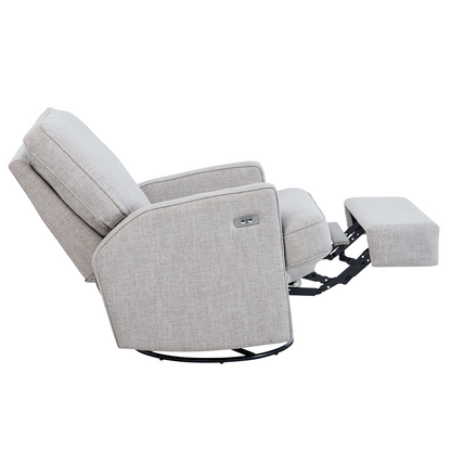 Quinn Electric Recliner Glider Chair with USB in Pure Grey