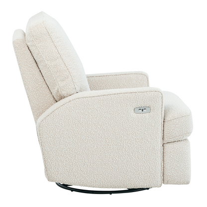 Quinn Electric Recliner Glider Chair with USB in Vanilla Bouclé