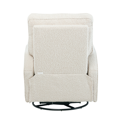 Quinn Electric Recliner Glider Chair with USB in Vanilla Bouclé