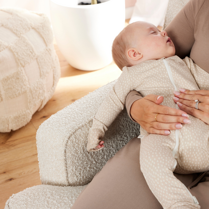 Quinn Recliner Glider Nursery Chair in Vanilla Bouclé