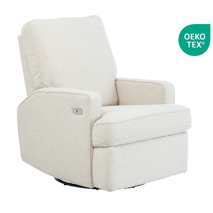 Quinn Electric Recliner Glider Chair with USB in Vanilla Bouclé