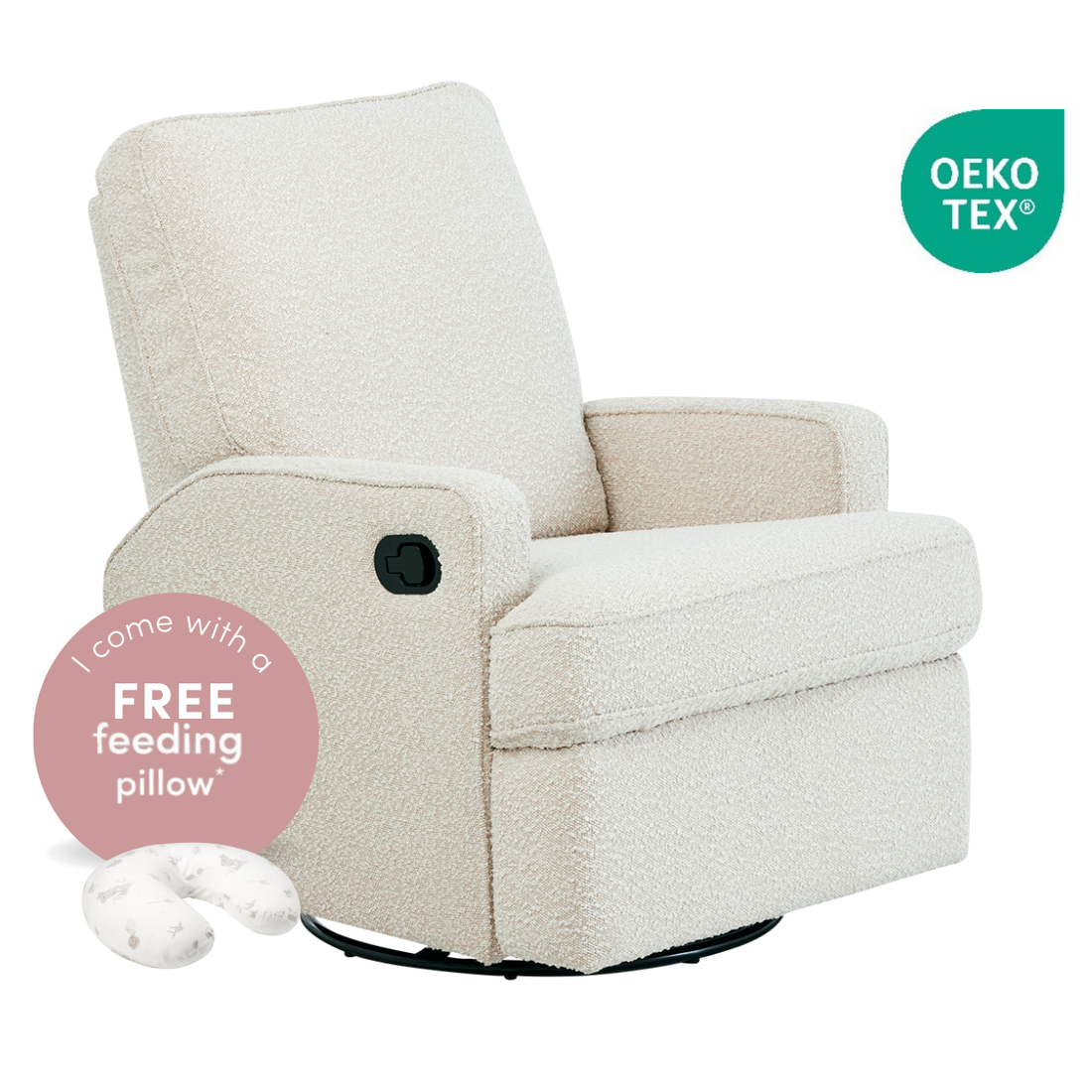 Quinn Glider Recliner Nursery Chair in Vanilla Bouclé iL Tutto
