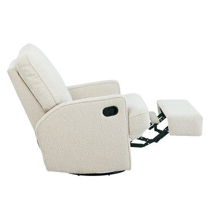 Quinn Recliner Glider Nursery Chair in Vanilla Bouclé