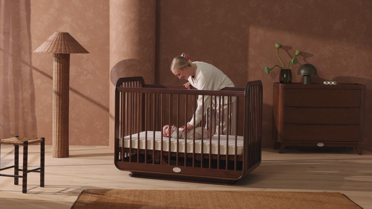 Ollie Sustainable Timber Cot in Walnut