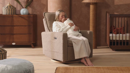 Frankie Electric Recliner Glider Nursery Chair in Mocha Teddy