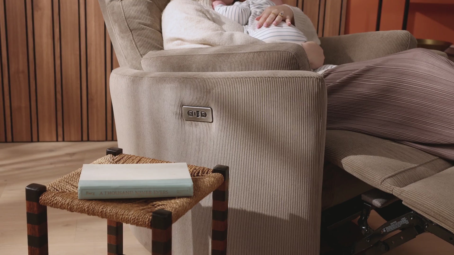 Lola Electric Recliner Glider Nursery Chair in Mocha Corduroy