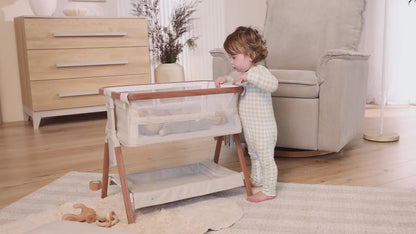 Mini CoZee Breeze Plus Toy Bassinet in Scandi Walnut & Ecru