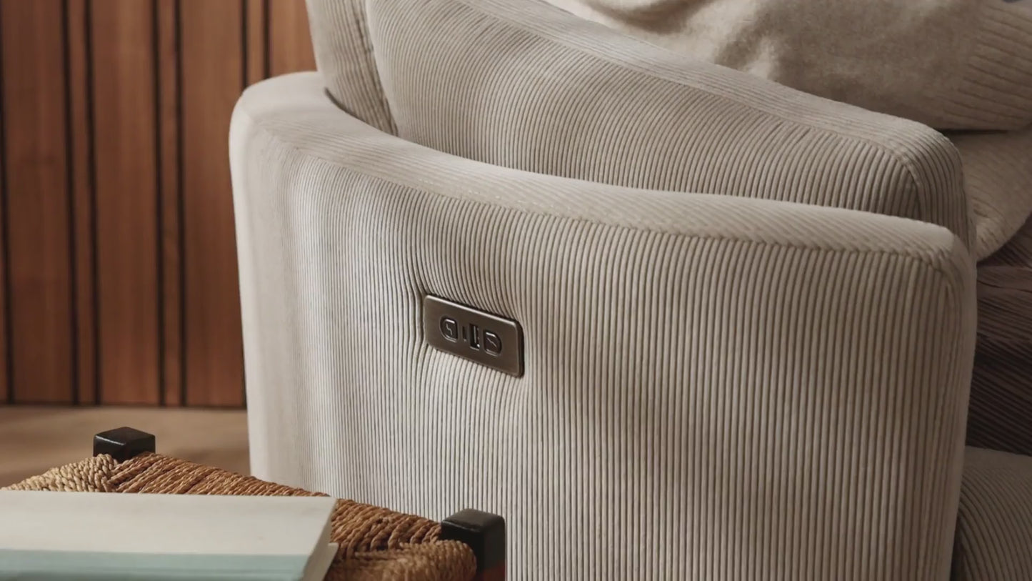 Lola Electric Recliner Glider Nursery Chair in Taupe Corduroy