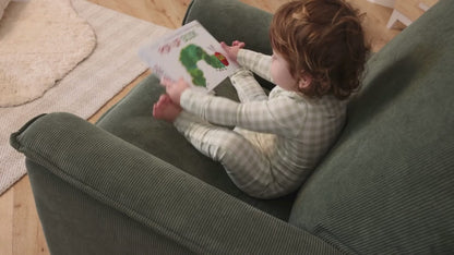 Louie Electric Recliner Glider Nursery Chair in Olive Corduroy