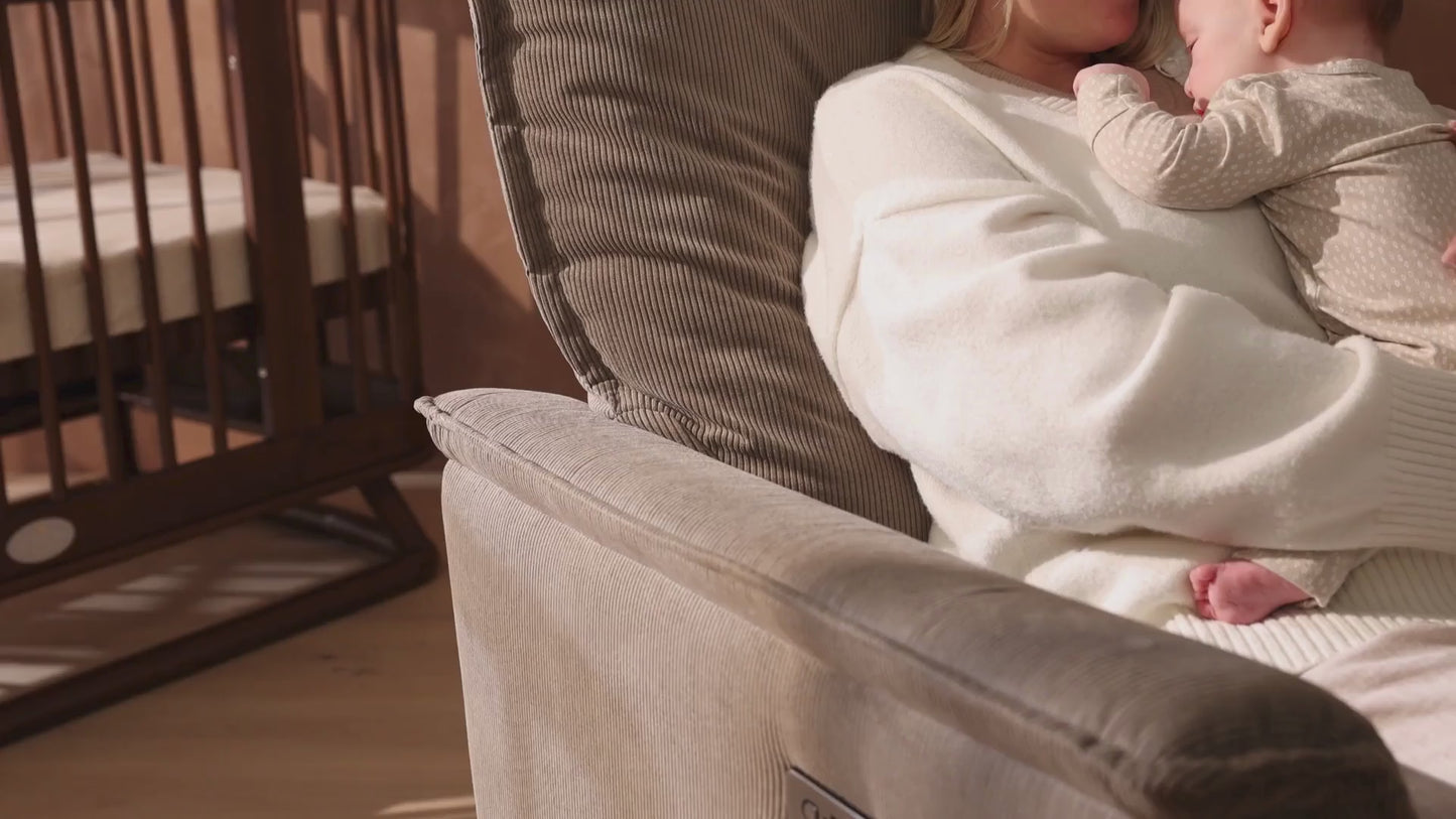 Louie Electric Recliner Glider Nursery Chair in Mocha Corduroy