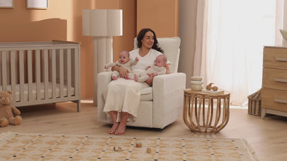 Frankie Electric Recliner Glider Nursery Chair in Vanilla Bouclé