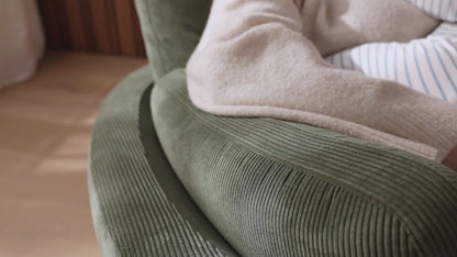 Lola Electric Recliner Glider Nursery Chair in Olive Corduroy