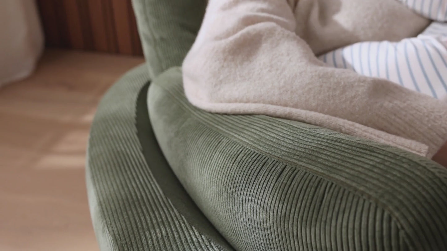 Lola Electric Recliner Glider Nursery Chair in Olive Corduroy