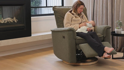 Louie Electric Recliner Glider Nursery Chair in Olive Teddy