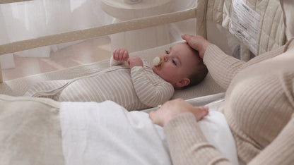 CoZee Breeze Sense Co-Sleeping Bassinet with Rocking Legs in Toasted Oak & Sand