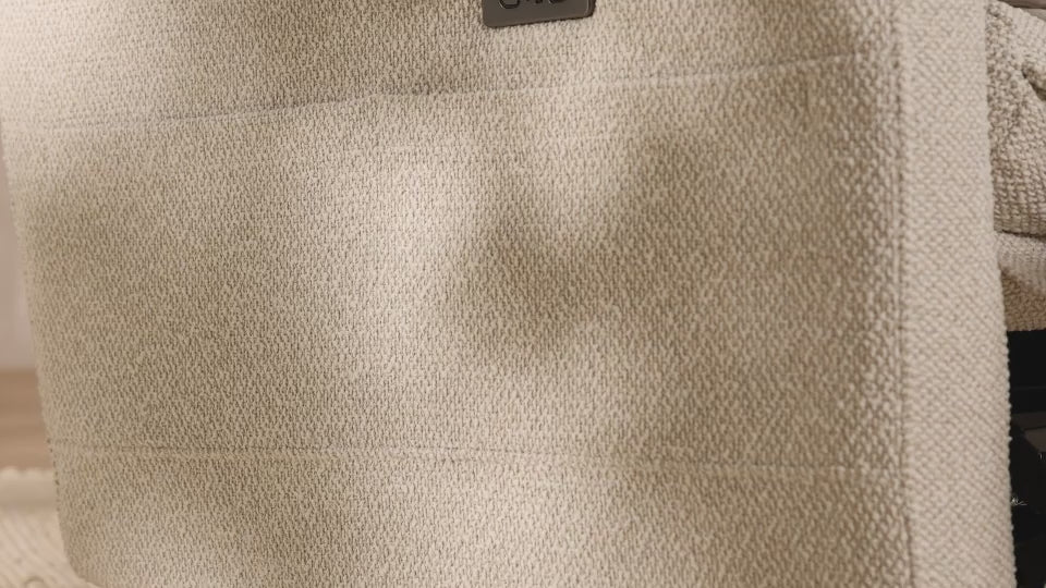 Frankie Electric Recliner Glider Nursery Chair in Light Beige Soft Tweed