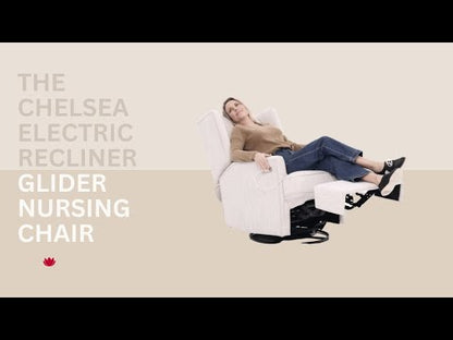 Chelsea Electric Recliner Glider Chair with USB in Egg Shell
