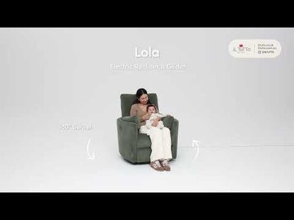 Lola Electric Recliner Glider Nursery Chair in Taupe Corduroy