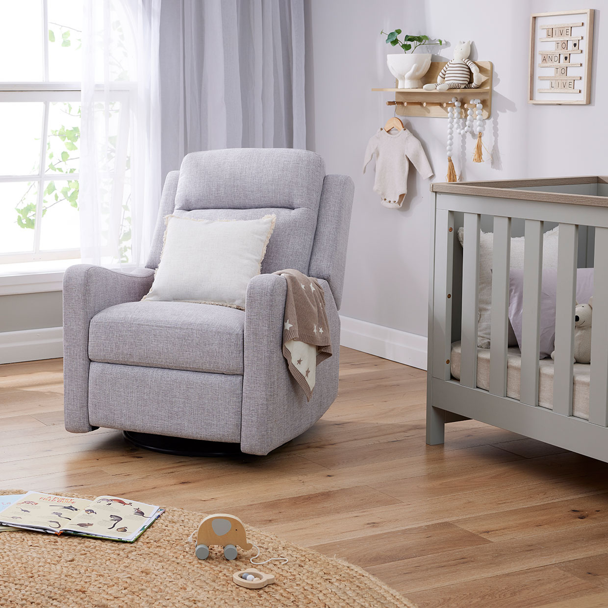 Henry Electric Recliner Glider Chair with USB in Pure Grey