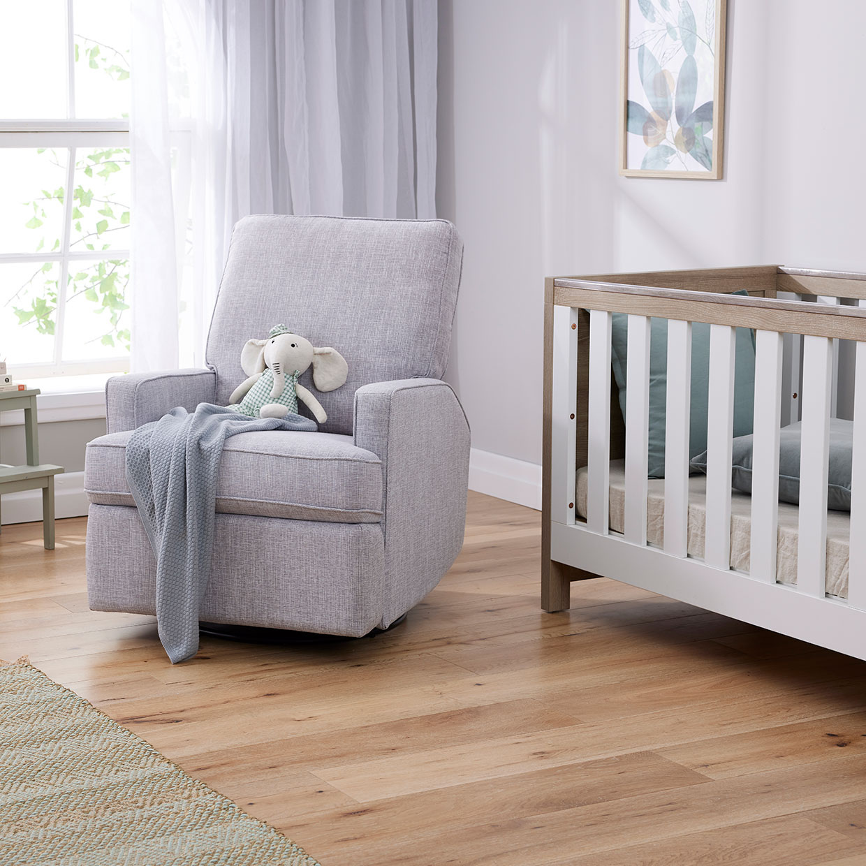 Quinn Glider Recliner Chair in Pure Grey iL Tutto