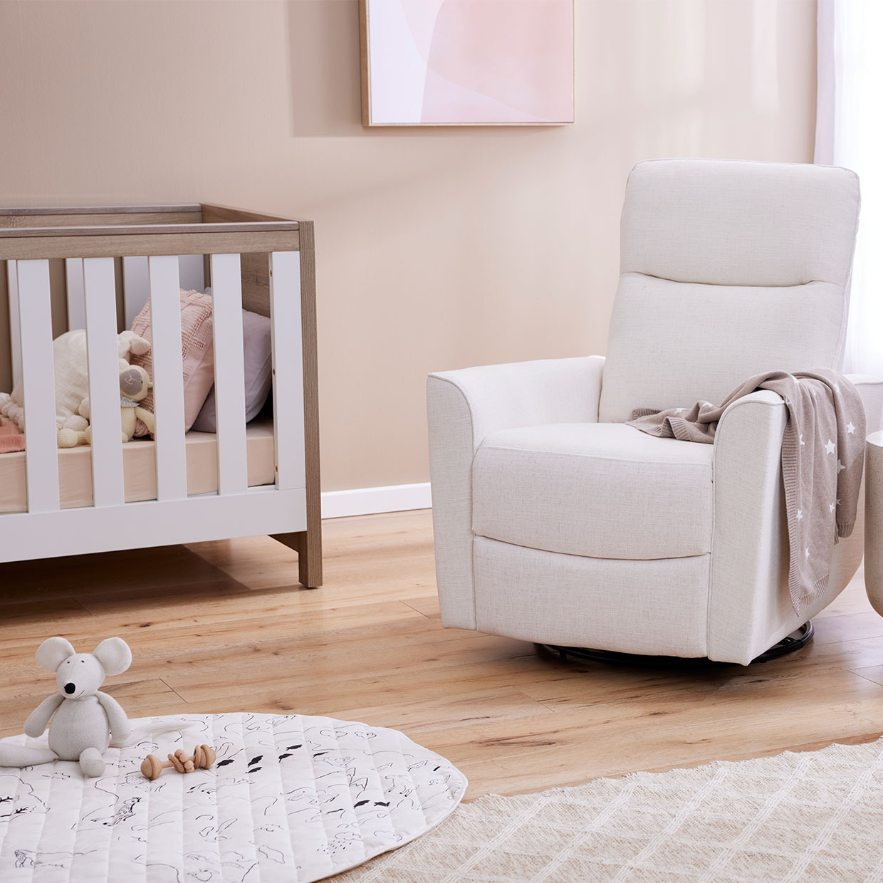 Felix Recliner Glider Nursery Chair in Sea Shell