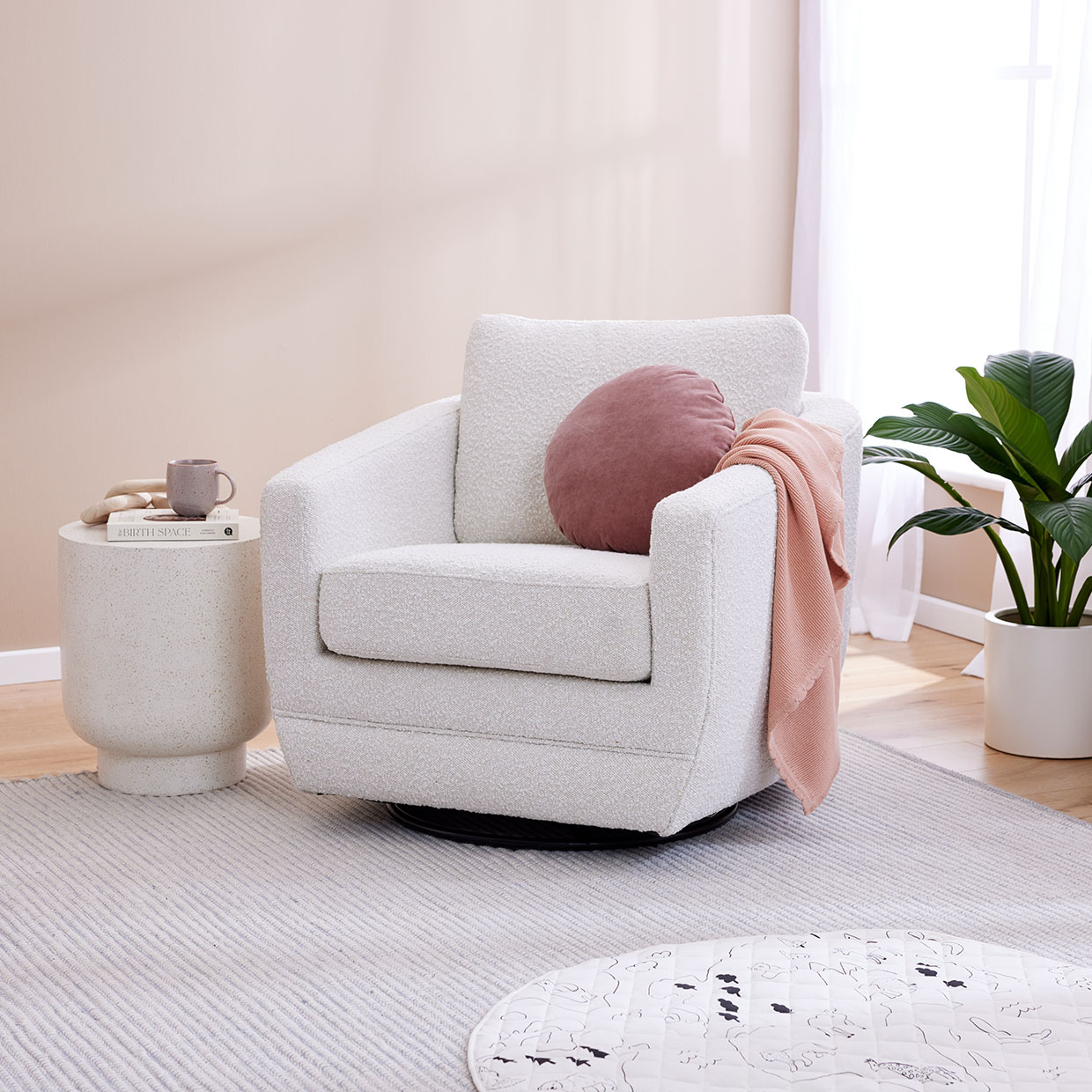 Lulu Glider Chair in Vanilla Bouclé