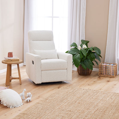 Paige Recliner Glider Chair in Vanilla Bouclé